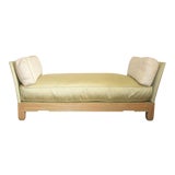Chic Socialite Silk Chaise Daybed Bench-Ceruse Oak by Famed Sister Parish/Albert Hadley For Sale