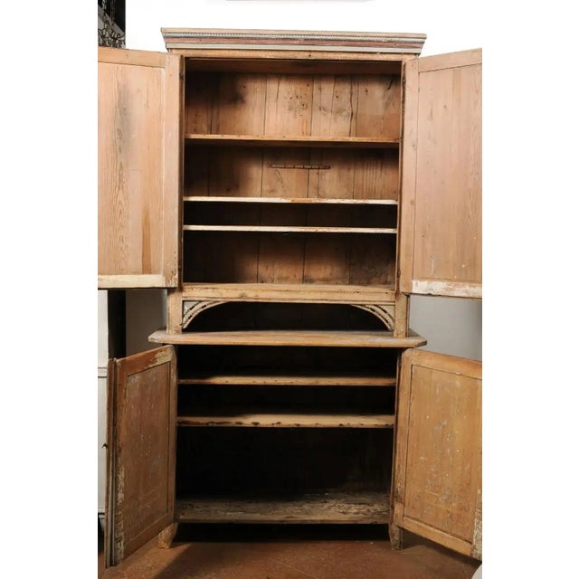 Wood Swedish 1780s Gustavian Period Two-Part Tall Cabinet with Original Paint For Sale - Image 7 of 13