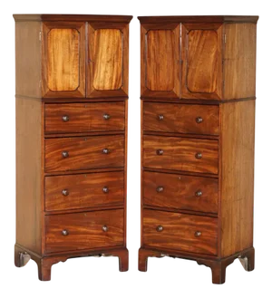 Antique Hardwood Chest of Drawers, 1840, Set of 2
