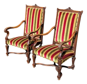 A Pair of Late 19th Century French Walnut Armchairs