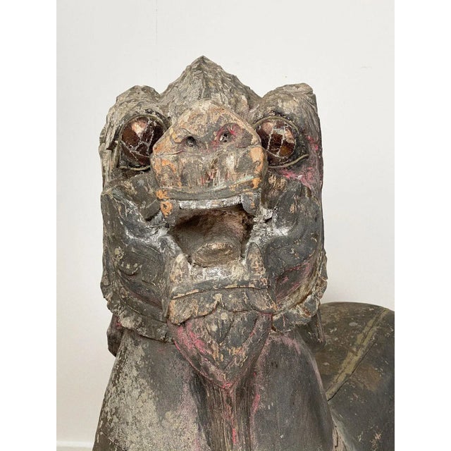 Slate Gray Temple Lions, Se Asia 19th Century, a Pair For Sale - Image 8 of 12