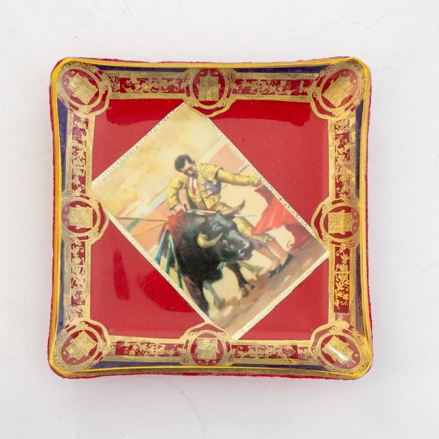 Folk Art Tobacciana Catchalls Matador and Cigar Band Decoupage For Sale - Image 4 of 10