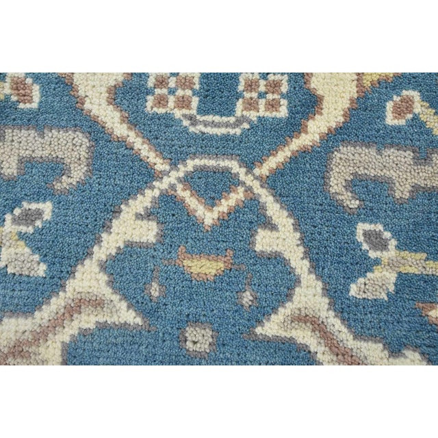 Oushak Runner 2’7” X 9’10” Blue Wool Tribal Hand-Knotted Oriental Rug For Sale - Image 4 of 13