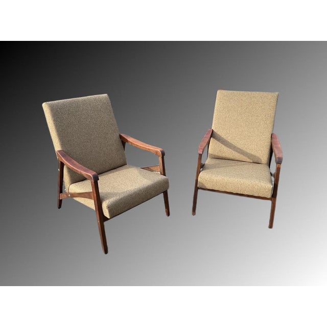 These armchairs come with brand new upholstery and cushions. The wood has been restored just enough so that the patina...