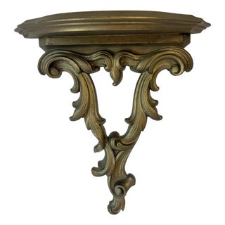 Vintage Syroco Wood Gold Wall Shelf For Sale