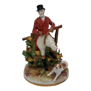 Antique Von Scheirholz Fox Hunting Figurine With Beagle, 1907-1920s