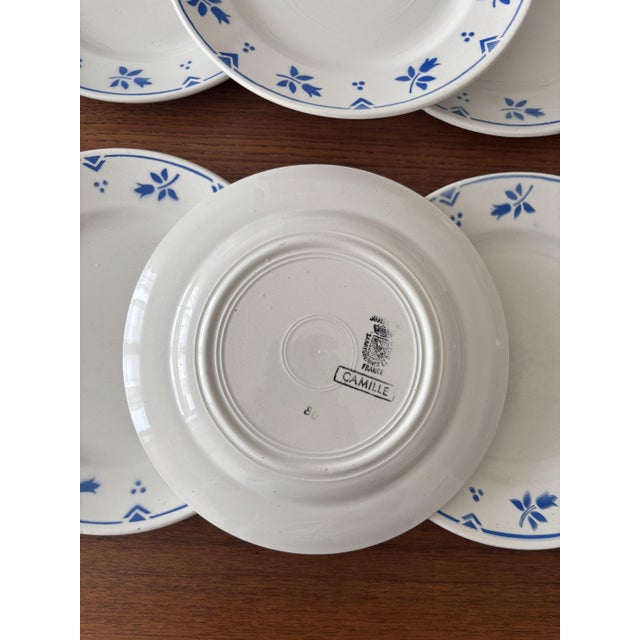 Vintage Camille Pattern Dessert Plates by Sarreguemines & Digoin, 1950s, Set of 6 For Sale - Image 6 of 7
