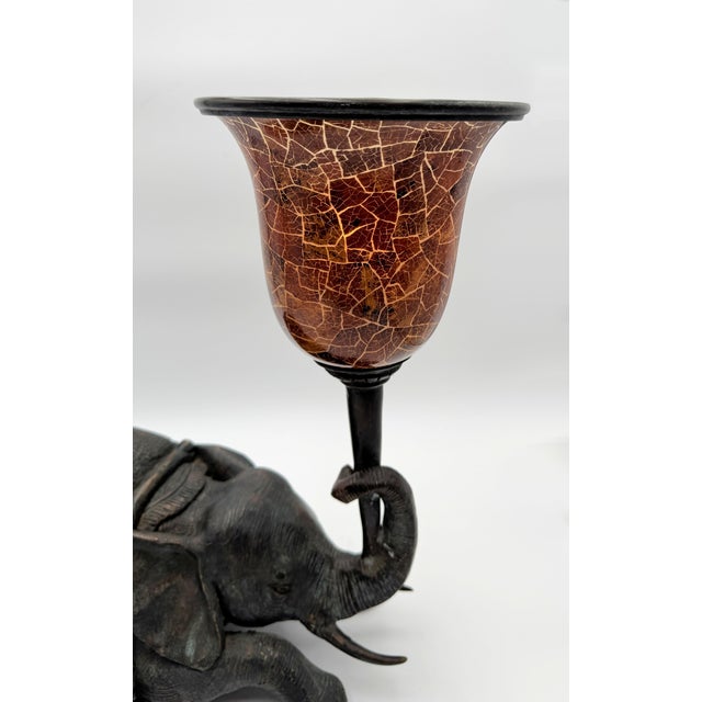 Late 20th Century Maitland Smith Bronze Elephant Lamp For Sale - Image 5 of 6