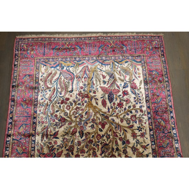 Campaign Late 19th Century Persian Silk Kashan Rug, 4'5'' X 6'5'' For Sale - Image 3 of 9