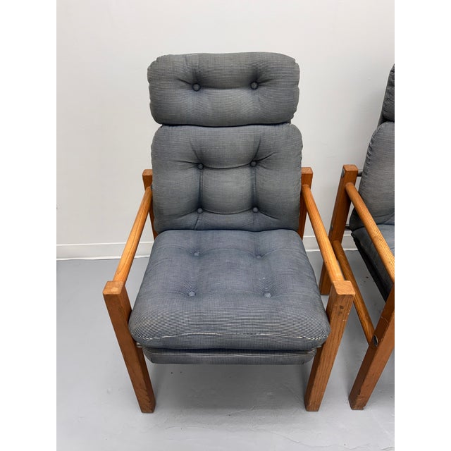 Vintage Danish Modern High-Back Lounge Chairs, Pair, C. 1970s For Sale - Image 9 of 13