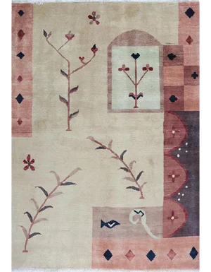 Traditional Handwoven Gabbeh Area Rug 4'8"x6'7"
