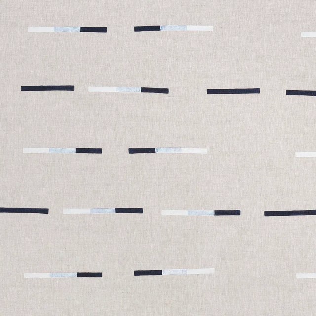 Schumacher x Caroline Z Hurley Overlapping Dashes Fabric in Navy For Sale