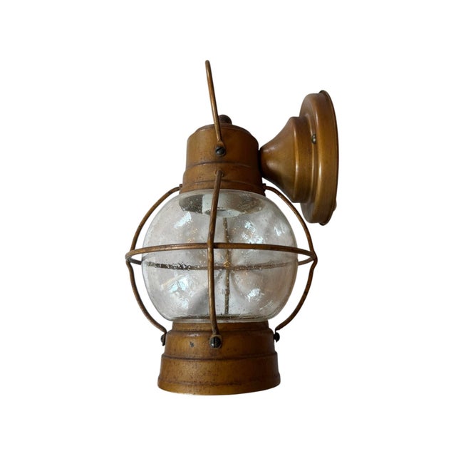Vintage Caged Lantern Copper Painted Outdoor Wall Sconces For Sale In Los Angeles - Image 6 of 7