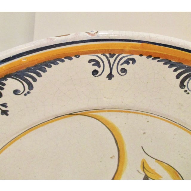 French French Man in the Moon Faience Deep Dish Charger For Sale - Image 3 of 9