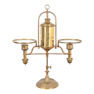 Antique Tiffany Studios Style Brass Double Arm Student Lamp, Circa 1910