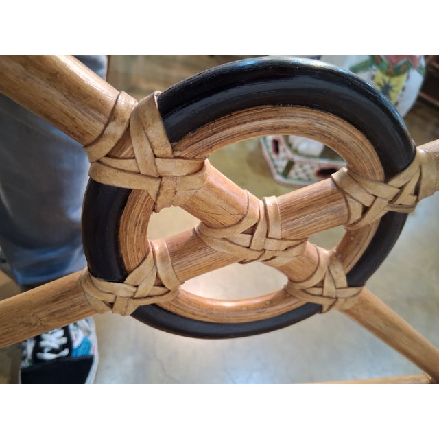 Wood Mid Century Vintage XL Rattan Lounge Chair For Sale - Image 7 of 9