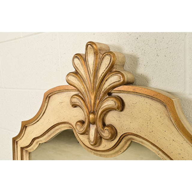 1960s Romweber Hollywood Regency French Rococo Louis XV Cream Lacquered and Gold Gilt Wall Mirror, Circa 1960s For Sale - Image 5 of 11