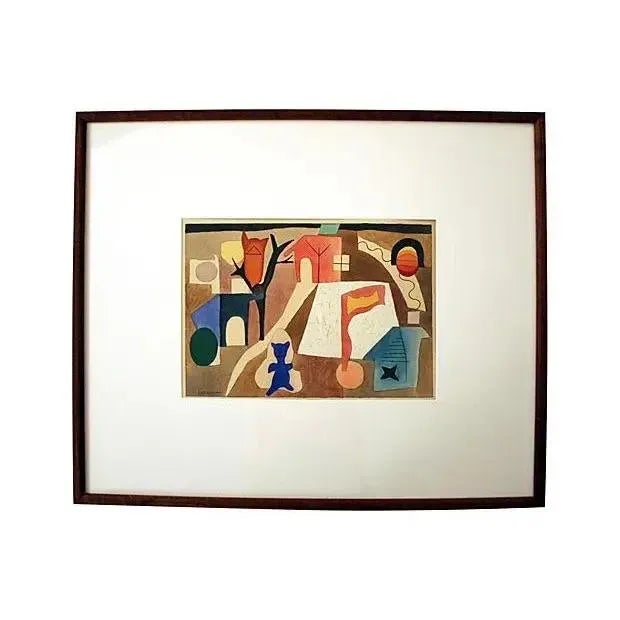 1976 Surrealist watercolor titled Nursery Rhyme, by Ellwood Graham, a listed California artist (1911-2007). The piece is...