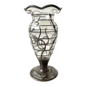 Antique Art Nouveau Sterling Silver and Glass Vase - Late 19th Century