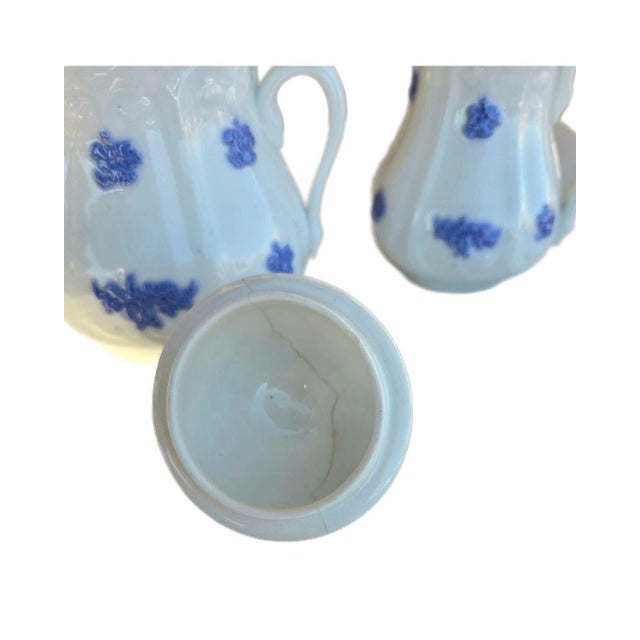 English Antique Adderley England “Chelsea Blue” 75-Piece Bone China Set, 1930s • Raised For Sale - Image 3 of 18