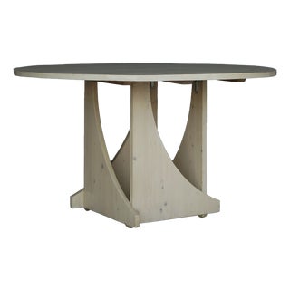 Architectural Handmade Dining Table in White-Washed Pine, 1970s For Sale
