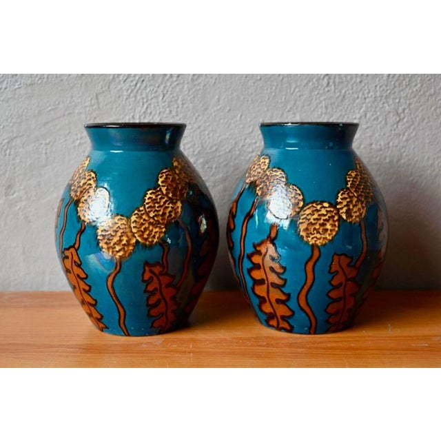 Boho Chic Large Art Deco Vases by Emile Simonod, 1940, Set of 2 For Sale - Image 3 of 18