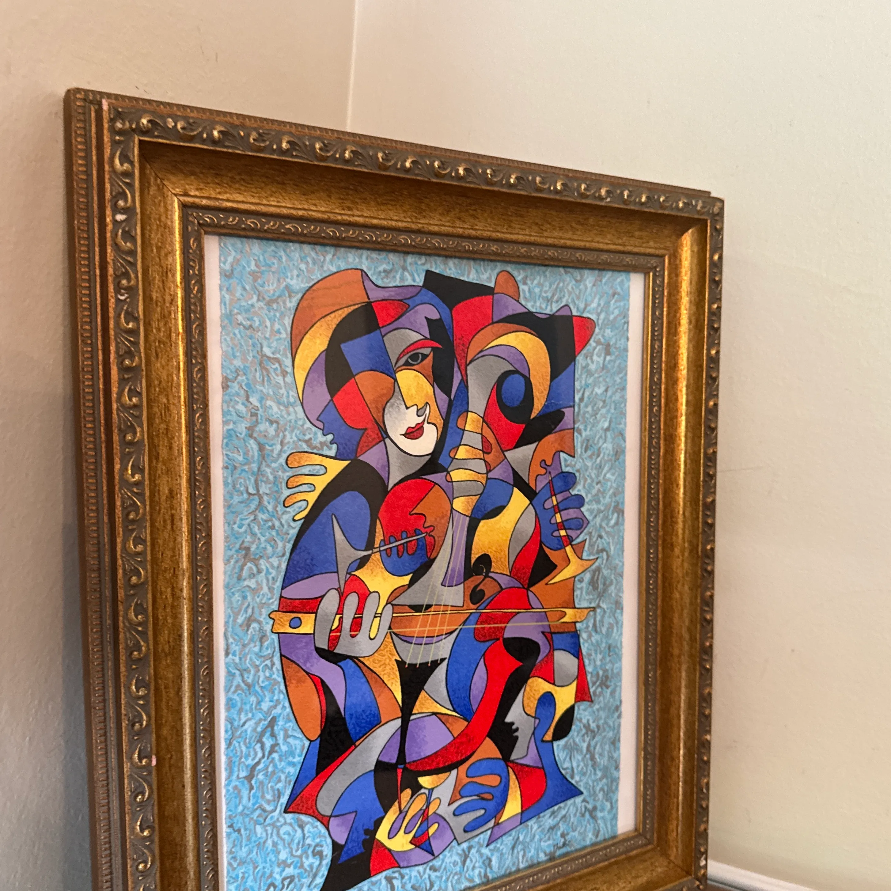 アート・デザイン・音楽 Charles Anastase APC Section Musicale 1970s Vintage Abstract Serigraph Music Painting Signed Anatole