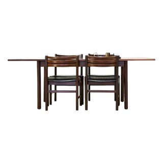 Mid-Century Walnut Dining Table and Chairs, Denmark, Set of 5 For Sale