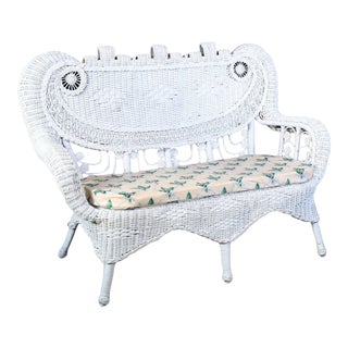 Whimsical Wicker Settee For Sale
