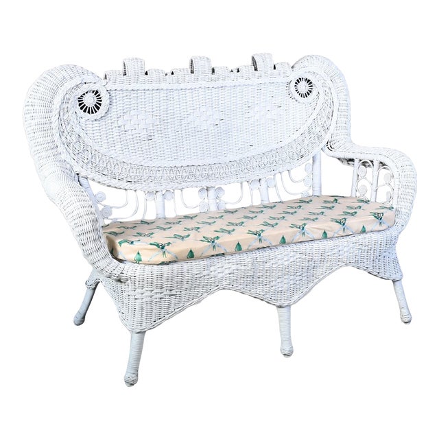 Whimsical Wicker Settee For Sale