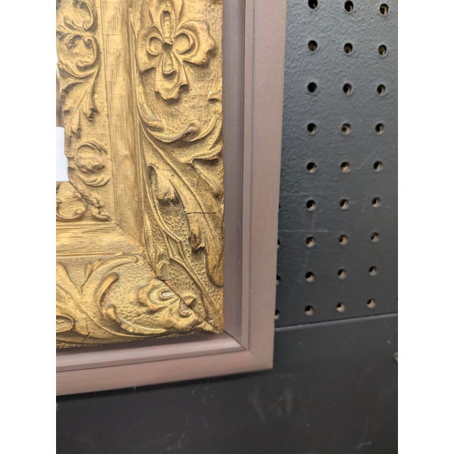 Early 20th Century Antique Early 20th Century Ornate Giltwood Wall Mirror For Sale - Image 5 of 6