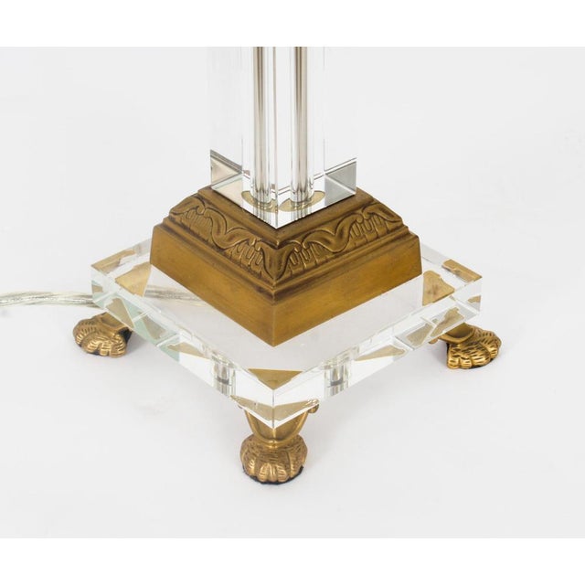 Corinthian Column Ormolu & Glass Table Lamps, Mid-20th Century, Set of 2 For Sale - Image 14 of 18