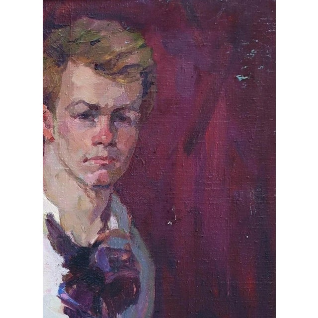 Realism Soviet Man Portrait, Original Oil Painting, Ukrainian Artist, 1950s 87-65 For Sale - Image 3 of 6