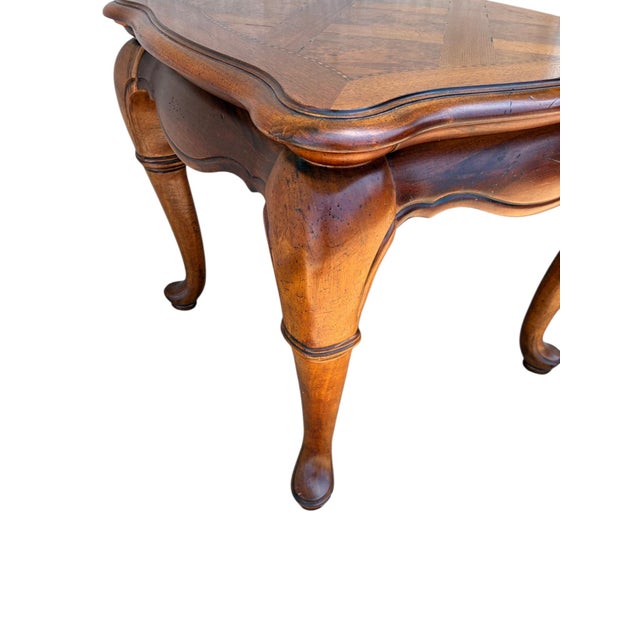 1990s Thomasville Fine Burl End Side Table Parque Top Jacobean Style British Gentry For Sale - Image 10 of 14