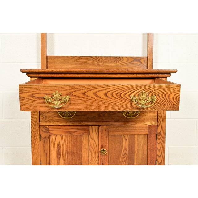 Wood Antique Victorian Carved Oak Washstand or Commode, Circa 1890s For Sale - Image 7 of 15