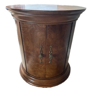 Thomasville Burl Wood Round Night Stand For Sale