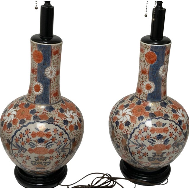 Antique Japanese Imari Porcelain Baluster Vase Table Lamps Late Meiji Taisho - a Pair For Sale - Image 11 of 12