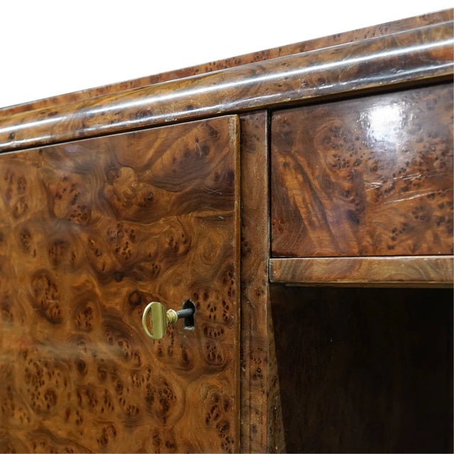 1930s Large Art Deco Desk Amboyna Writing Desk Chrome Legs For Sale - Image 12 of 15