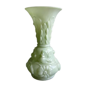 Large French Art Nouveau Light Green Glass Vase, 1900s