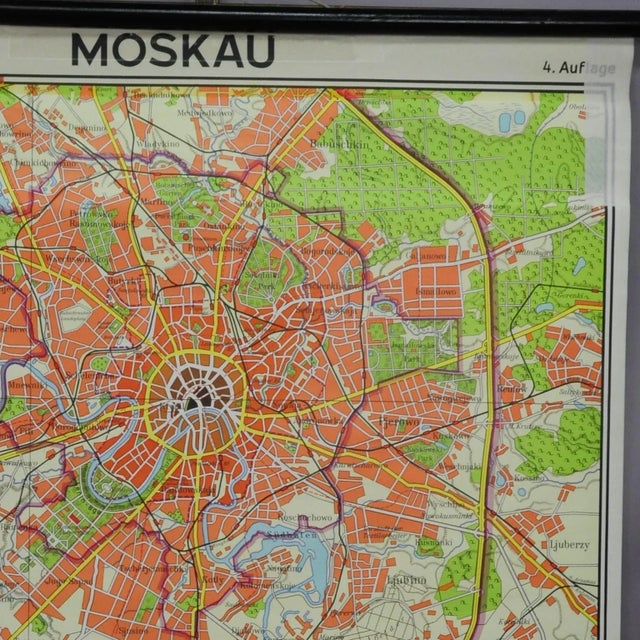 Vintage City Map of Moscow Pull Down Wall Chart For Sale - Image 3 of 6