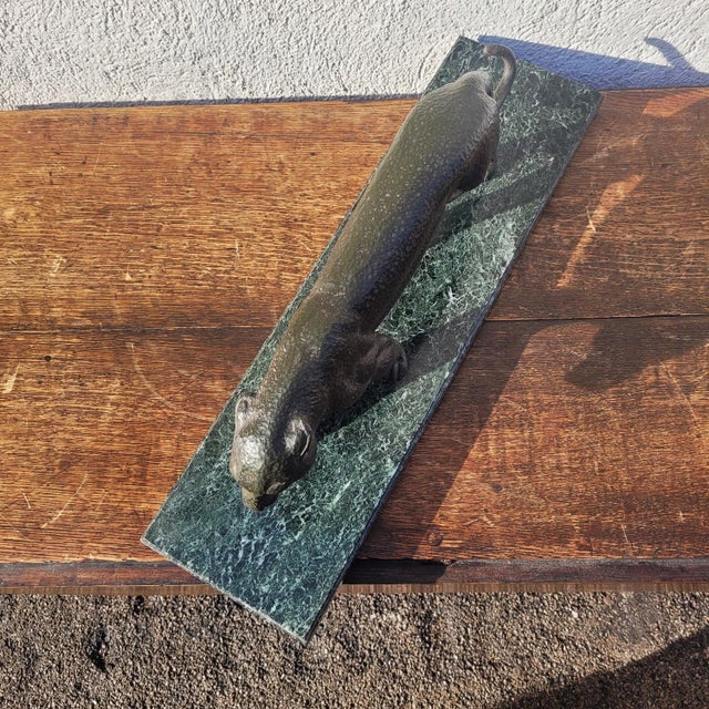 20th Century Art Deco Bronze & Marble Panther, 1920s For Sale - Image 16 of 18