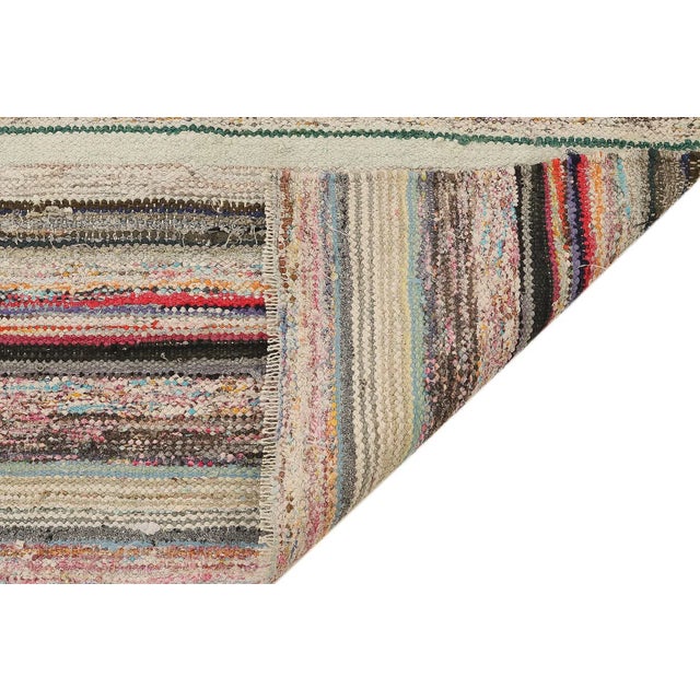 Mid 20th Century Mid 20th Century Decorative Vintage Striped Rag Rug For Sale - Image 5 of 7