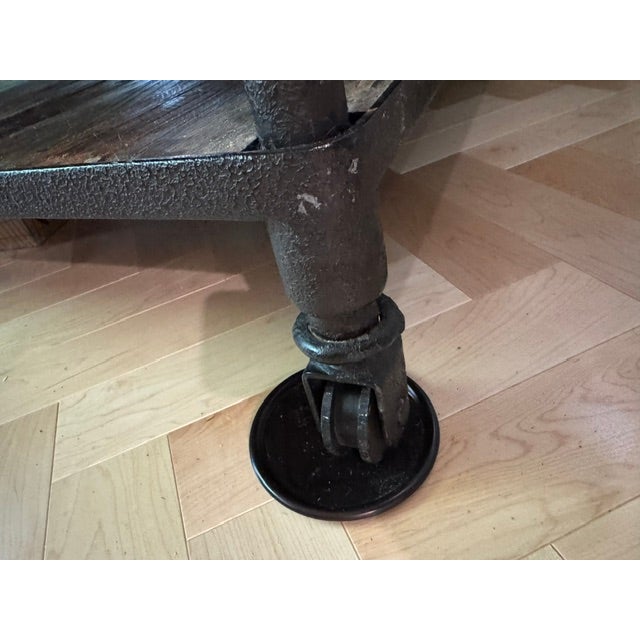 Authentic Restoration Hardware industrial table crafted from solid reclaimed wood with heavy cast iron base. These are...