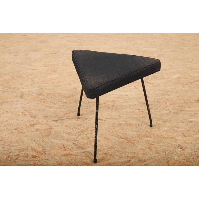 Textile Stool with Black Metal Frame For Sale - Image 7 of 11