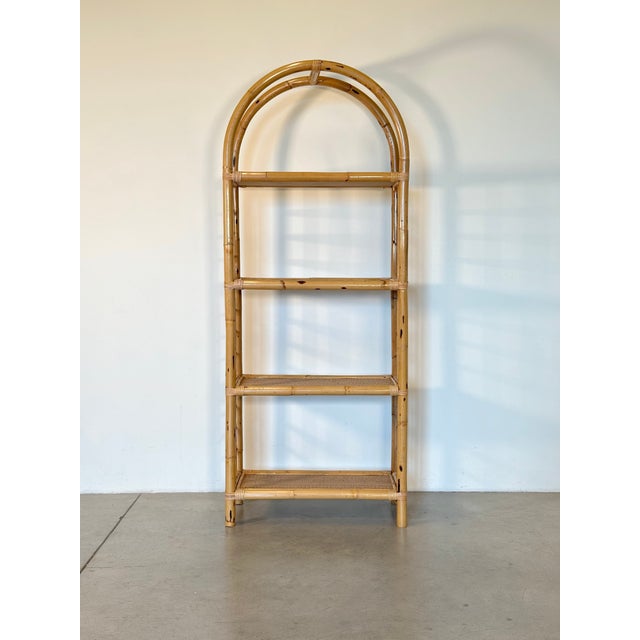 Small 1970s rattan and bamboo bookcase