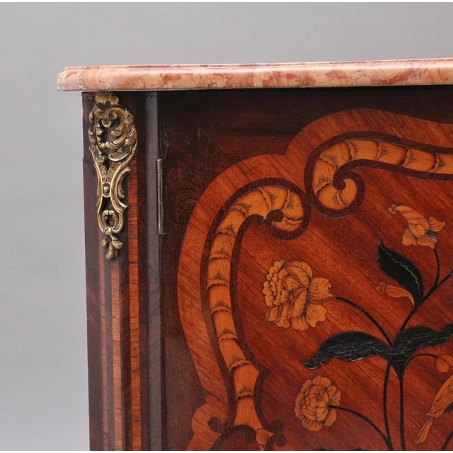French Inlaid Tulipwood and Marble Top Corner Cupboard, 1700s For Sale - Image 4 of 11