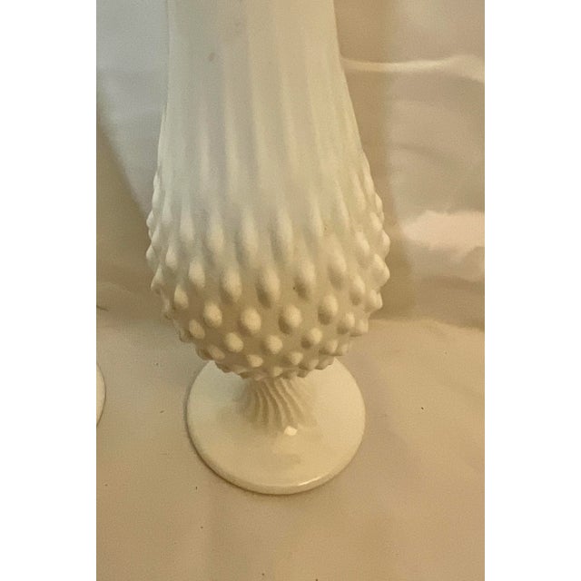 Mid-Century Modern Pair of Mid-Century Fenton Hobnail Art Glass Pedestal Vase With Swung Rim For Sale - Image 3 of 4