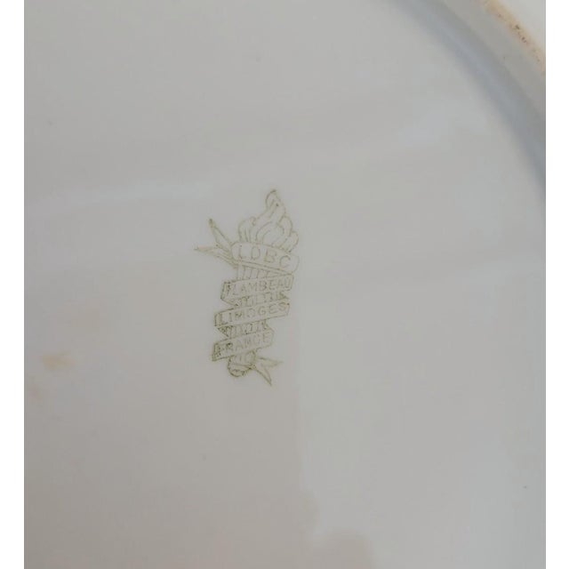 Ceramic French Limoges Hand-Painted Fish Plate With Gilt Rim, Circa Early 20th C. For Sale - Image 7 of 8