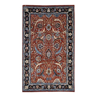 9x12 Rustic Oriental Red Tribal Geometric Hand Knotted Wool Carpet Rug For Sale