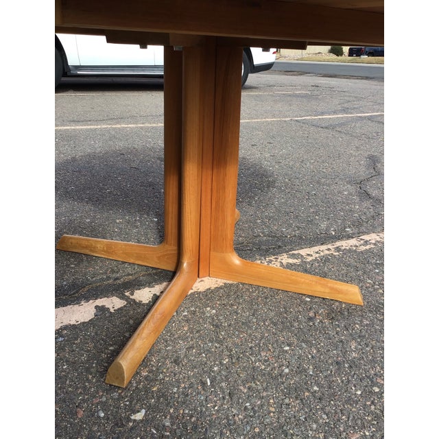 1960's Mid-Century Modern Solid Teak Dining Set, 2 Leaves With 6 Chairs For Sale - Image 10 of 12